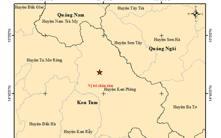 2 trận động đất liên tiếp vừa xảy ra sáng nay ở Kon Tum