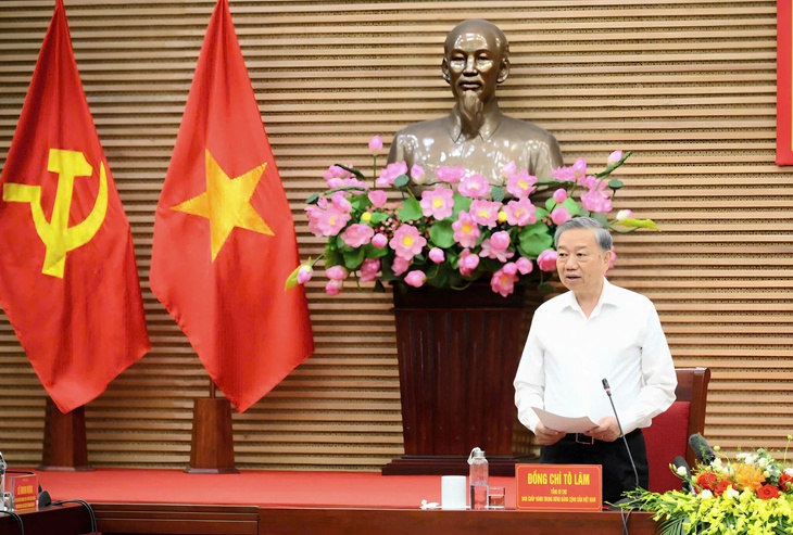 Tổng Bí thư Tô Lâm phát biểu mở đầu cuộc làm việc. Ảnh: T.C.