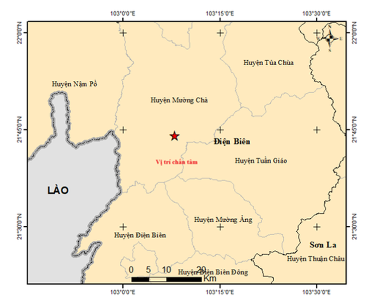 Điện Biên lại tiếp tục động đất 4.0 độ, rung lắc lan rộng- Ảnh 2.