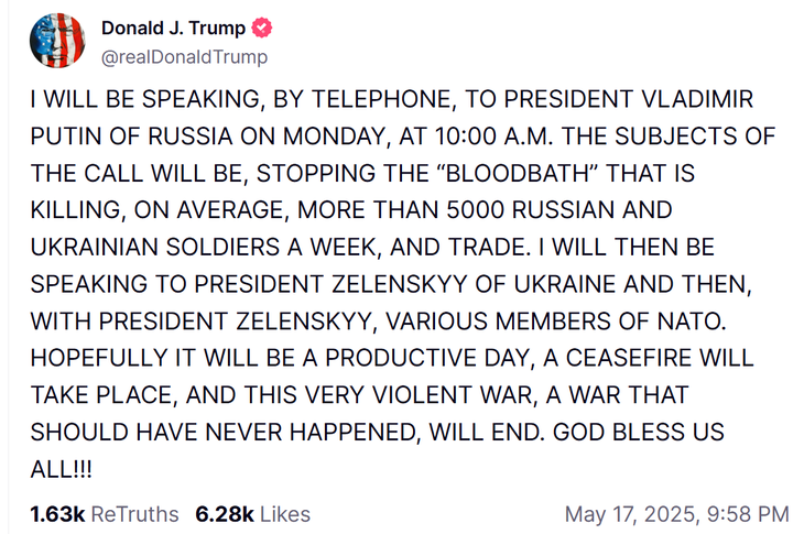 Ông Trump hé lộ nội dung cuộc điện đàm sắp diễn ra với Tổng thống Nga Putin- Ảnh 2.