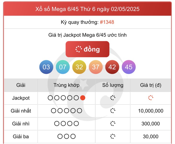 Kết quả xổ số Vietlott hôm nay 2/5/2025 - Vietlott 2/5 - Xổ số Mega 6/45 ngày 2/5- Ảnh 1.