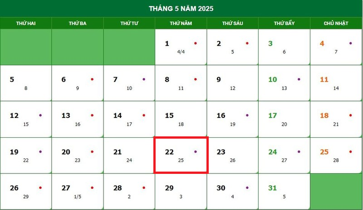 Lịch âm 22/5 - Âm lịch hôm nay 22/5 - Lịch vạn niên ngày 22/5/2025- Ảnh 1.