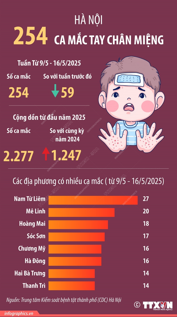 Hà Nội: 254 ca mắc tay chân miệng trong một tuần- Ảnh 1.