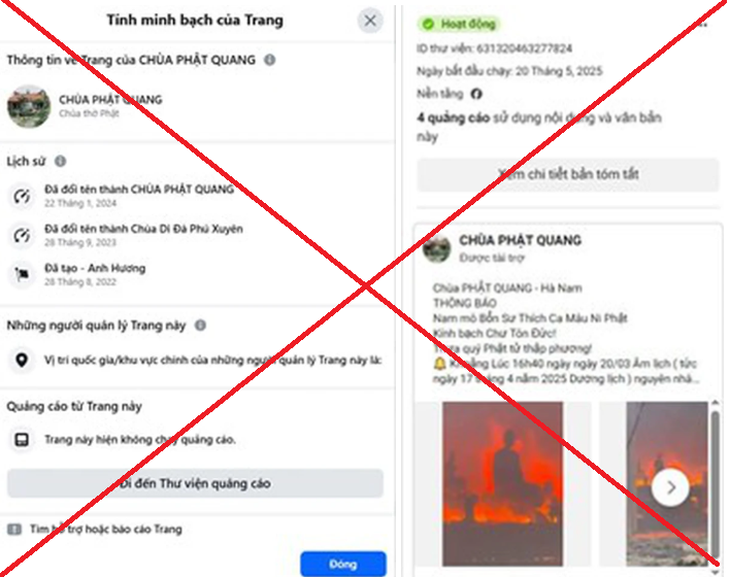 Cảnh báo giả mạo Fanpage chùa Phật Quang để kêu gọi từ thiện- Ảnh 2.