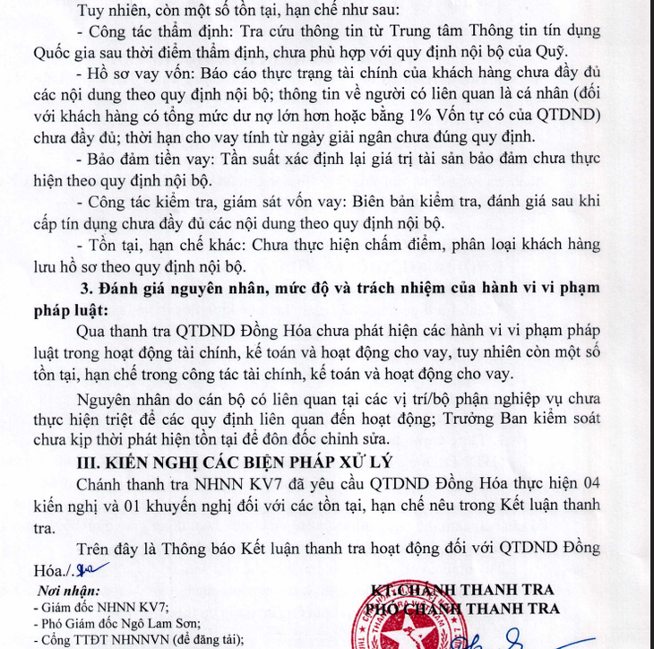 Loạt Quỹ tín dụng Nhân dân bị Thanh tra chỉ ra sai sót- Ảnh 2.