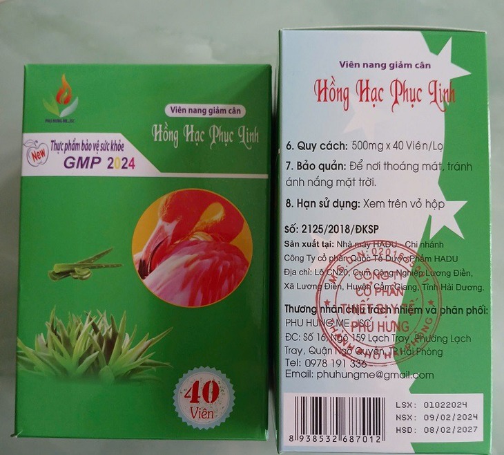 Phát hiện viên nang giảm cân Hồng Hạc Phục Linh có chứa chất cấm gây hại- Ảnh 2.
