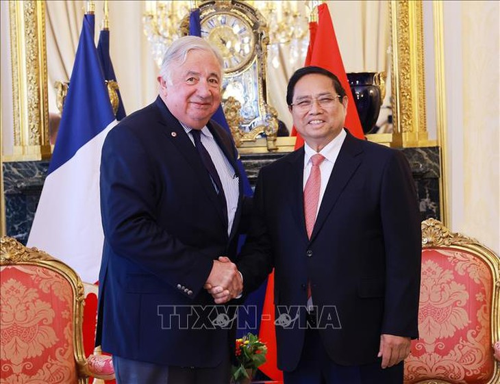 Thủ tướng Phạm Minh Chính hội kiến Chủ tịch Thượng viện Pháp Gérard Larcher- Ảnh 1.