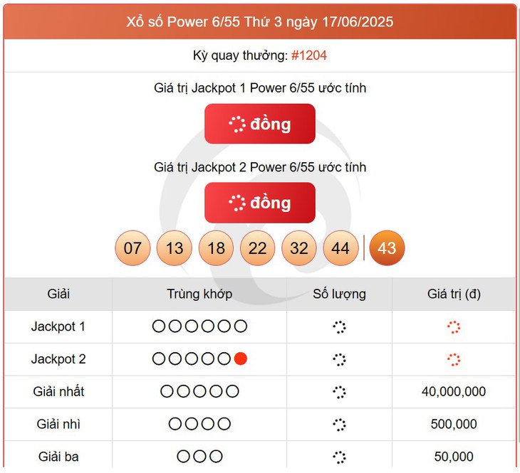 Kết quả xổ số Vietlott hôm nay 17/6/2025 - Vietlott 17/6 - Xổ số Power 6/55 ngày 17/6- Ảnh 1. Kết quả xổ số Vietlott hôm nay 17/6/2025 - Vietlott 17/6 - Xổ số Power 6/55 ngày 17/6- Ảnh 1.