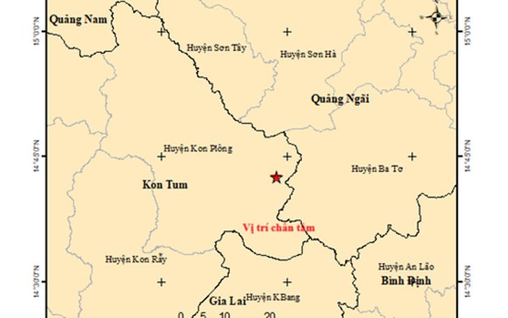 Kon Tum hứng 3 trận động đất liên tiếp trên 3 độ từ chiều đến tối nay
