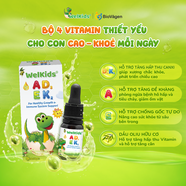 Giải pháp bổ sung D3K2 + Vitamin A, E giúp con cao - khỏe- Ảnh 1.