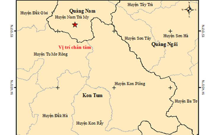 Trong 3 ngày Quảng Nam và Kon Tum hứng liên tiếp 10 trận động đất