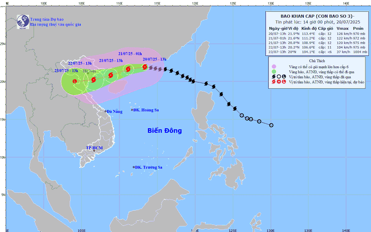 Bão số 3 giật cấp 15, chỉ còn cách Quảng Ninh - Hải Phòng 630km