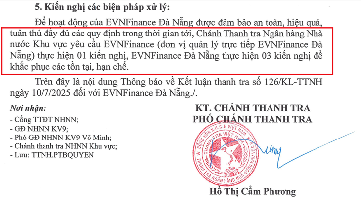 Thanh tra yêu cầu EVNFinance và EVNFinance Đà Nẵng thực hiện khắc phục tồn tại, hạn chế- Ảnh 2.