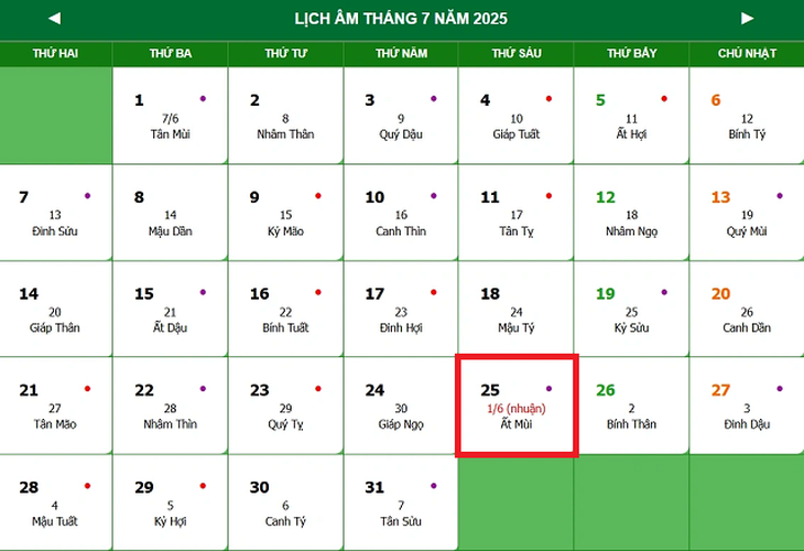 Lịch âm 25/7 - Âm lịch hôm nay 25/7 - Lịch vạn niên ngày 25/7/2025- Ảnh 1. Lịch âm 25/7 - Âm lịch hôm nay 25/7 - Lịch vạn niên ngày 25/7/2025- Ảnh 1.