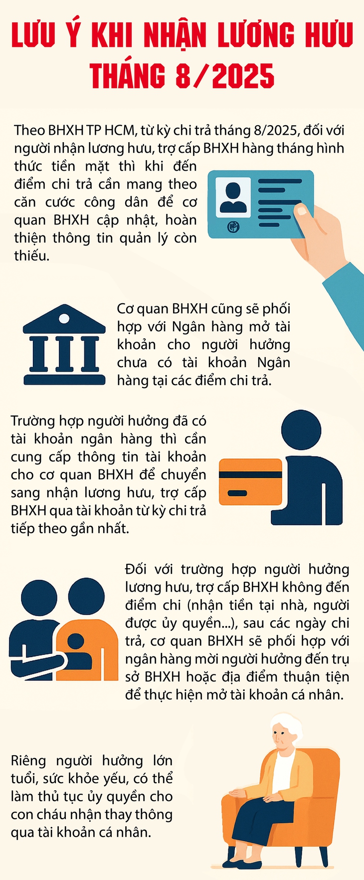 Lưu ý đặc biệt đối với người nhận lương hưu trong kỳ chi trả tháng 8/2025- Ảnh 1. Lưu ý đặc biệt đối với người nhận lương hưu trong kỳ chi trả tháng 8/2025- Ảnh 1.