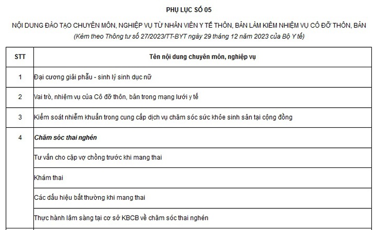 Nội dung đào tạo chuyên môn và nghiệp vụ của nhân viên y tế kiêm cô đỡ thôn bản- Ảnh 2.