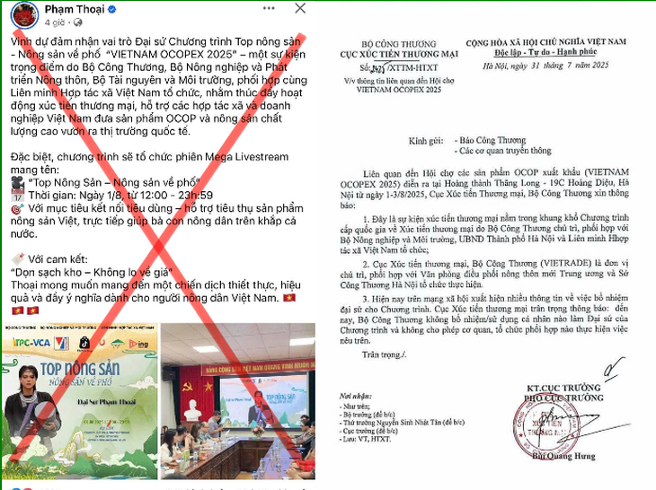 Bộ Công thương bác thông tin cử 'đại sứ' Hội chợ sản phẩm OCOP xuất khẩu- Ảnh 2.