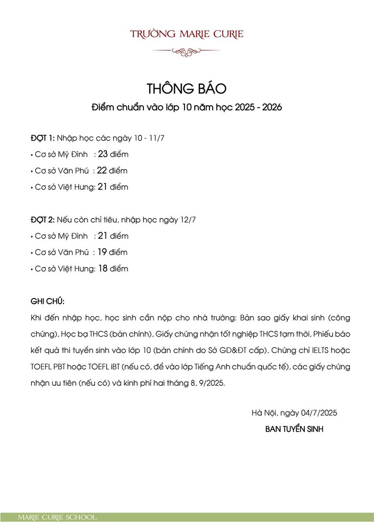 Tuyển sinh lớp 10 ngoài công lập ở Hà Nội với những thông tin mới nhất- Ảnh 1.