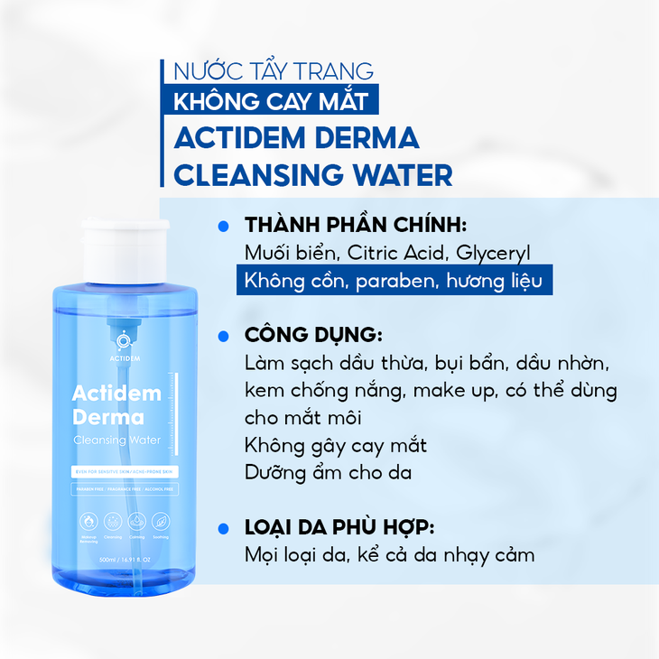 Nước tẩy trang không cay mắt dùng cho da mụn nhạy cảm- Ảnh 3.