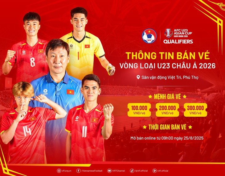 Mua vé xem trực tiếp U23 Việt Nam tại vòng loại Giải vô địch U23 châu Á thế nào?- Ảnh 1. Mua vé xem trực tiếp U23 Việt Nam tại vòng loại Giải vô địch U23 châu Á thế nào?- Ảnh 1.