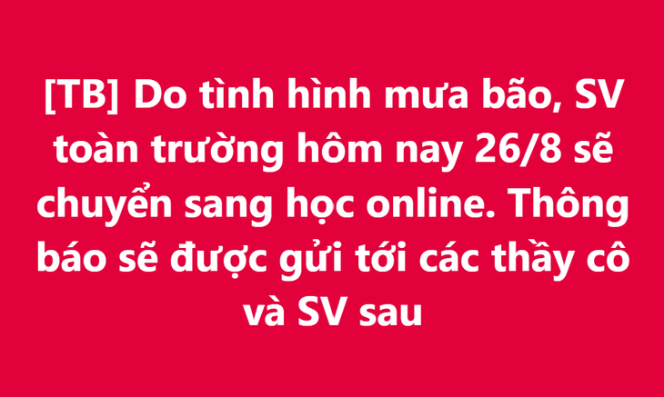 Hàng loạt trường học chuyển phương án dạy học vì hoàn lưu bão số 5- Ảnh 1. Hàng loạt trường học chuyển phương án dạy học vì hoàn lưu bão số 5- Ảnh 1.