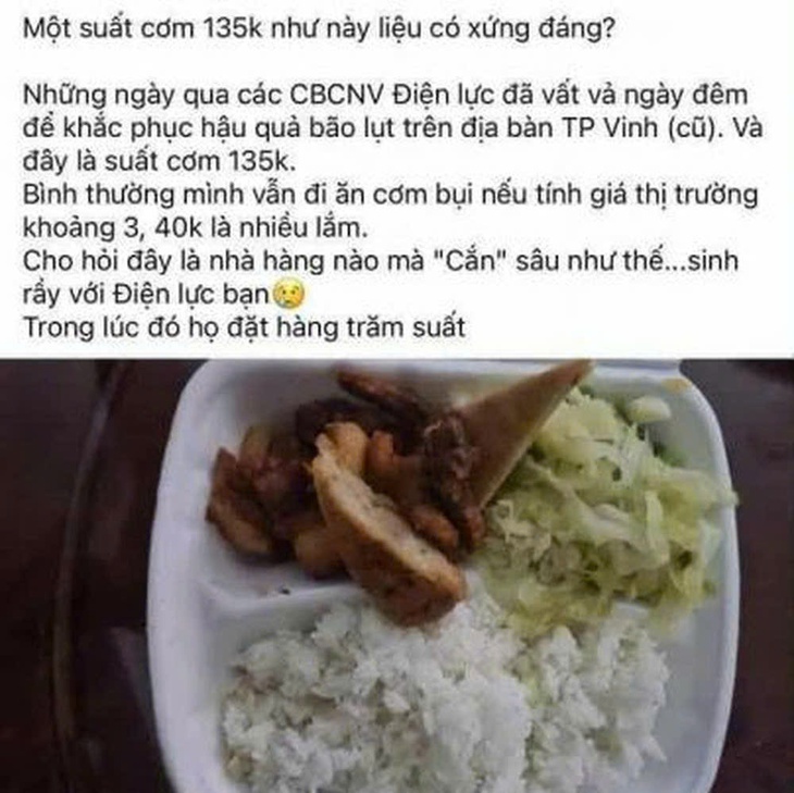Ngành điện nói gì về suất cơm bình dân đắt đỏ sau bão xôn xao dư luận- Ảnh 1. Ngành điện nói gì về suất cơm bình dân đắt đỏ sau bão xôn xao dư luận- Ảnh 1.