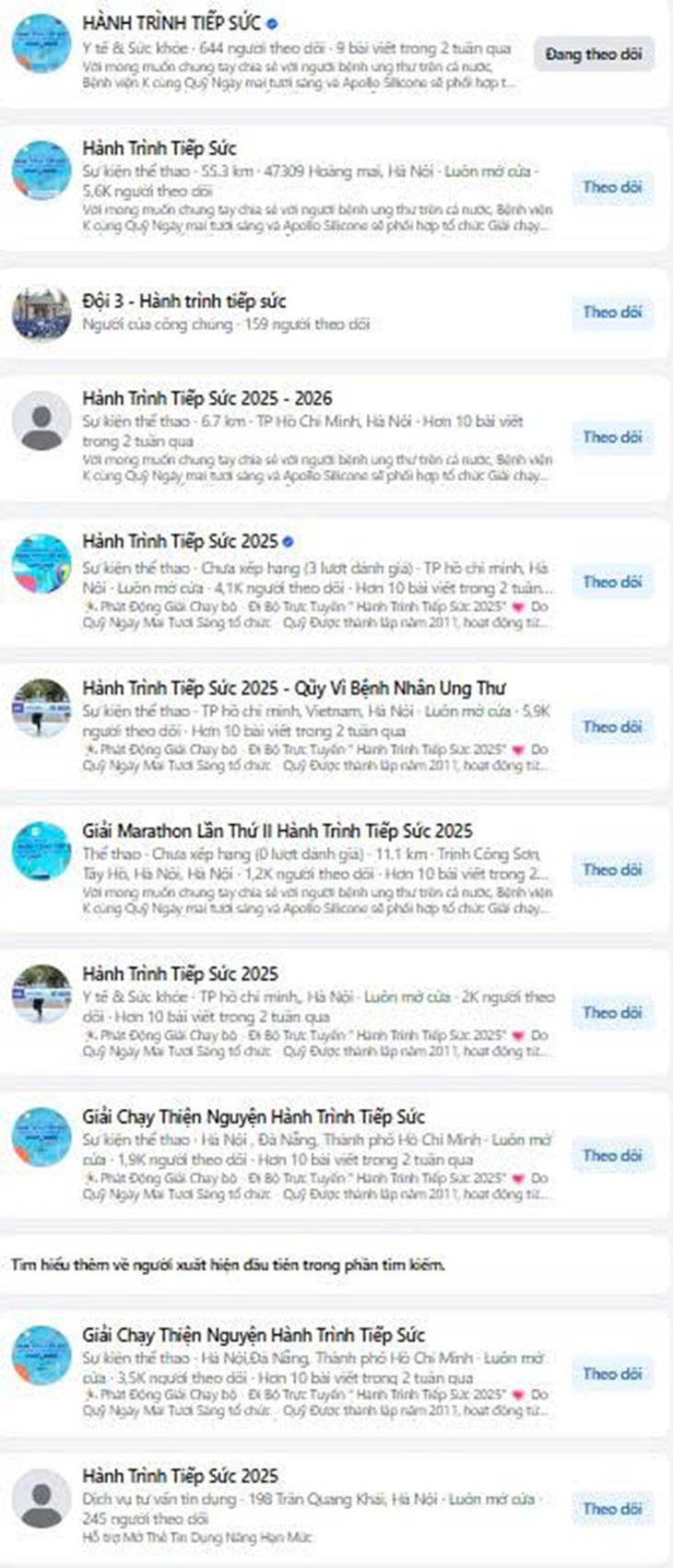 Giả mạo fanpage giải chạy ‘Hành trình Tiếp sức' hỗ trợ bệnh nhân ung thư- Ảnh 1. Giả mạo fanpage giải chạy ‘Hành trình Tiếp sức' hỗ trợ bệnh nhân ung thư- Ảnh 1.