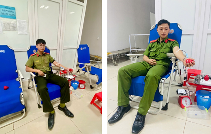 Hai thiếu uý Công an Lâm Đồng vượt gần 100km để hiến máu cứu người- Ảnh 1.