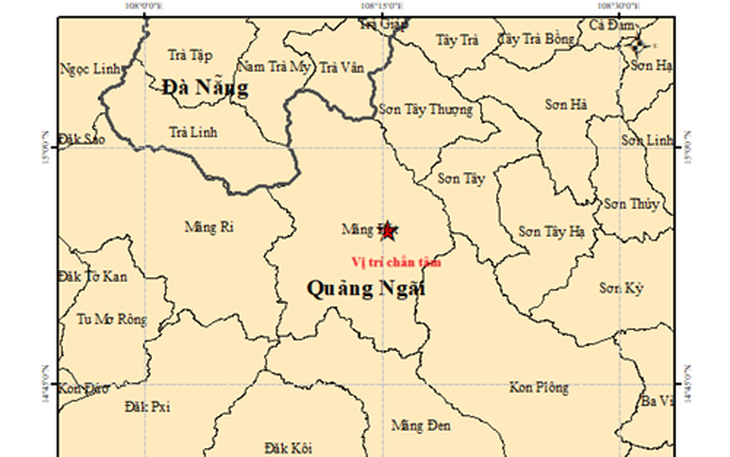Động đất liên tiếp ở Quảng Ngãi, trận mạnh nhất lên đến 4.5 độ