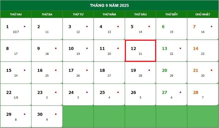 Lịch âm 12/9 - Âm lịch hôm nay 12/9 - Lịch vạn niên ngày 12/9/2025- Ảnh 1.