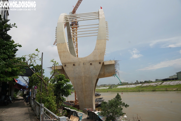 Lạ mắt kiến trúc cầu qua sông Đuống sắp hoàn thành- Ảnh 5.