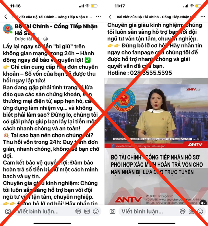 Facebook ‘Bộ Tài Chính – Cổng Tiếp nhận hồ sơ’ có tích xanh là giả mạo- Ảnh 1.