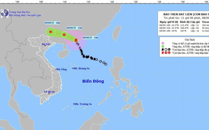 Bão số 7 đã vào đất liền Trung Quốc và sẽ suy yếu trong hôm nay