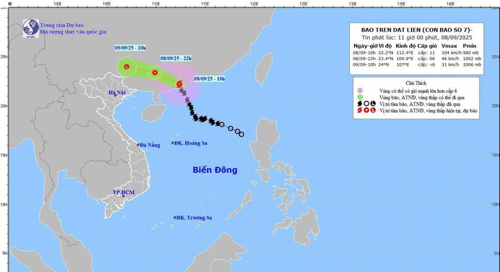 Bão số 7 đã vào đất liền Trung Quốc và sẽ suy yếu trong hôm nay- Ảnh 2.