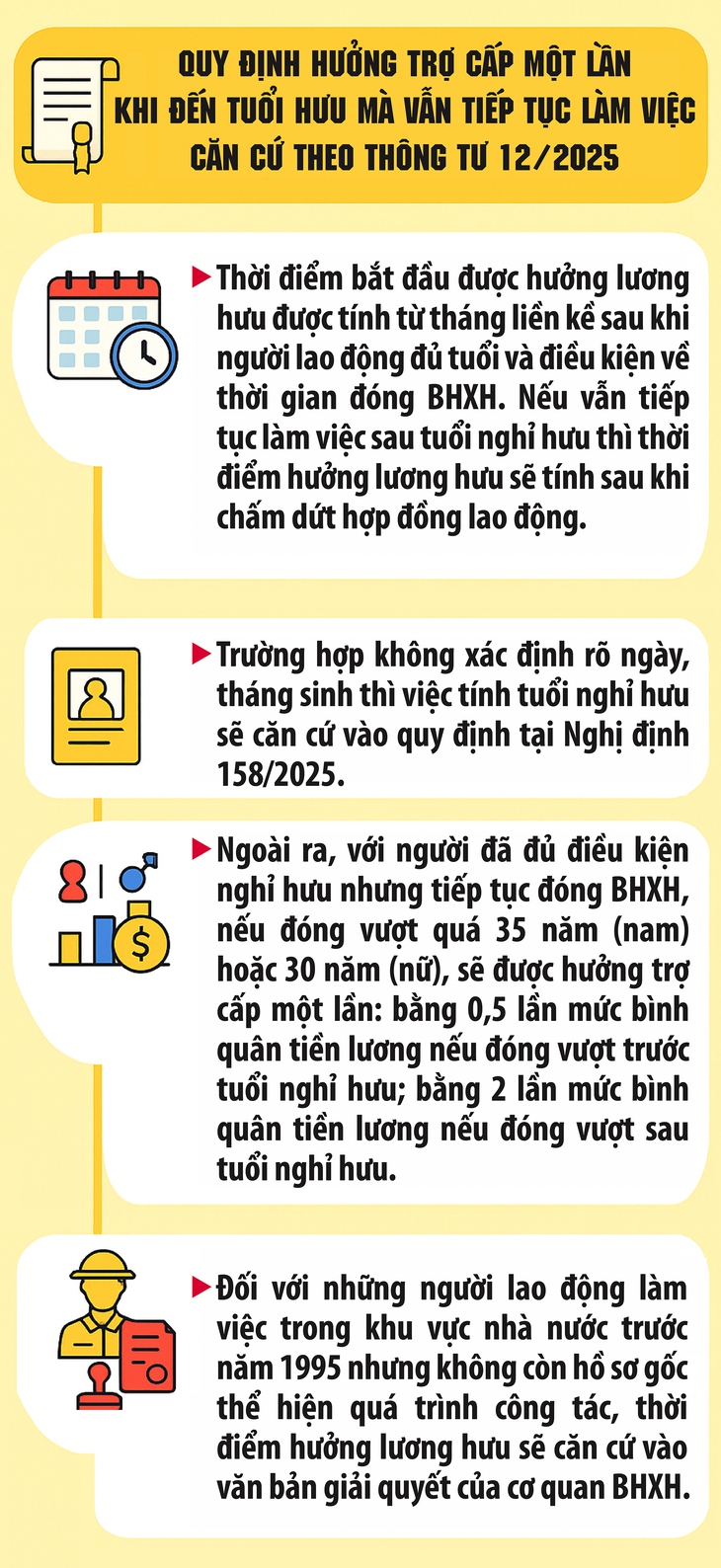 Chế độ hưởng trợ cấp một lần cho người đến tuổi hưu vẫn tiếp tục làm việc- Ảnh 1.