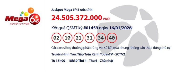 Kết quả xổ số Vietlott hôm nay 1/2/2026 - Vietlott 1/2 - Xổ số Mega 6/45 ngày 1/2- Ảnh 8.