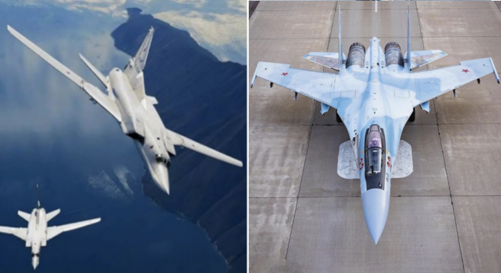Tiêm kích Su-35 Nga hộ tống máy bay ném bom Tu-22M3 mang tên lửa siêu vượt âm áp sát NATO- Ảnh 1.