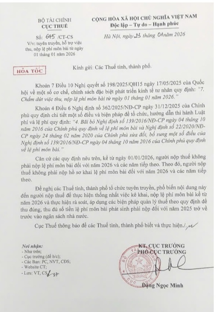 Chấm dứt thu, nộp lệ phí môn bài từ 2026- Ảnh 2. Chấm dứt thu, nộp lệ phí môn bài từ 2026- Ảnh 2.