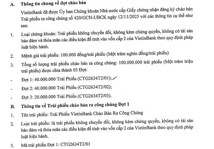 VietinBank lên phương án chào bán 100 triệu trái phiếu ra công chúng- Ảnh 2. VietinBank lên phương án chào bán 100 triệu trái phiếu ra công chúng- Ảnh 2.