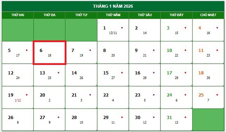 Lịch âm 6/1 - Âm lịch hôm nay 6/1 - Lịch vạn niên ngày 6/1/2026- Ảnh 1. Lịch âm 6/1 - Âm lịch hôm nay 6/1 - Lịch vạn niên ngày 6/1/2026- Ảnh 1.
