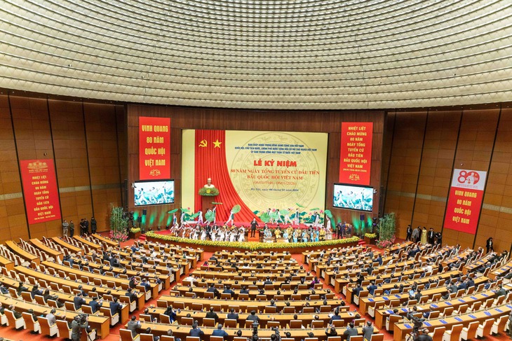 Quang cảnh Lễ kỷ niệm 80 năm Ngày tổng tuyển cử đầu tiên bầu Quốc hội Việt Nam.