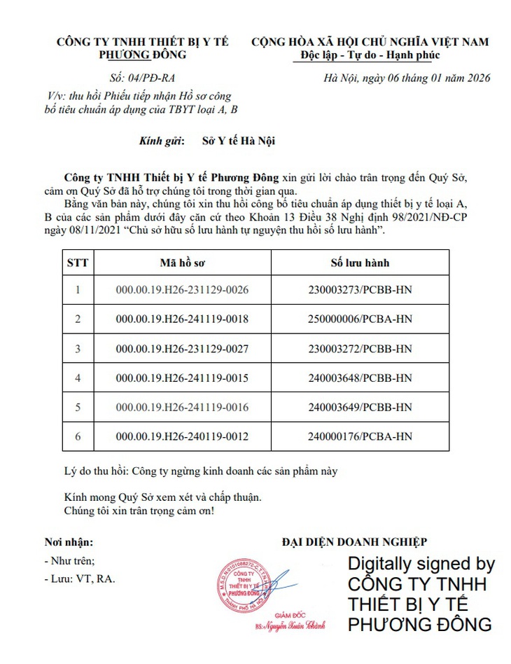 Thiết bị Y tế Phương Đông thu hồi 6 số công bố tiêu chuẩn thiết bị y tế có xuất xứ Trung Quốc- Ảnh 3.