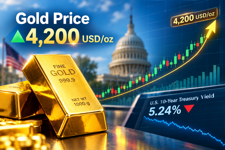 Giá vàng thế giới 10/10 tăng chạm mức 4.200 USD- Ảnh 1.
