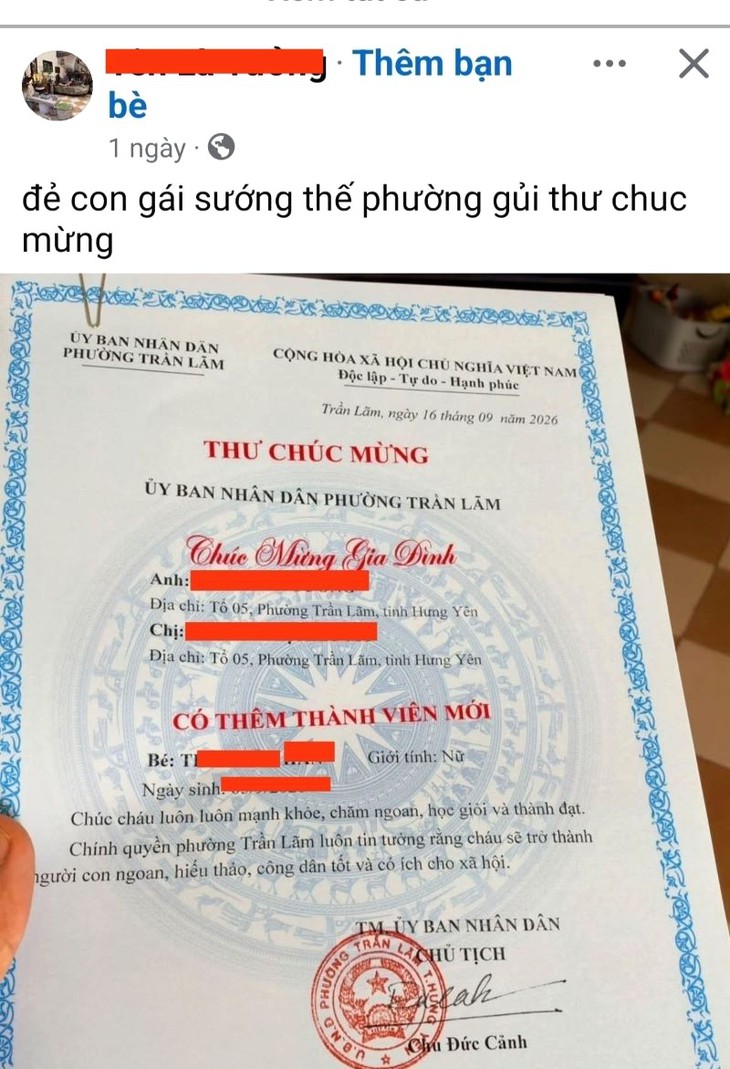 Cảnh báo việc đăng lên mạng 'thư chúc mừng', 'giấy khai sinh', 'giấy kết hôn' - Ảnh 1.