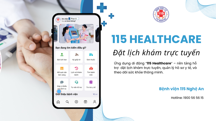 Ứng dụng 115 Healthcare – Đặt lịch khám trực tuyến tại Bệnh viện 115 Nghệ An- Ảnh 1.
