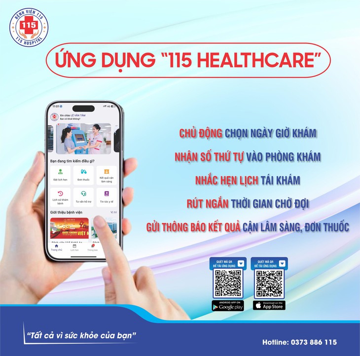 Ứng dụng 115 Healthcare – Đặt lịch khám trực tuyến tại Bệnh viện 115 Nghệ An- Ảnh 2.
