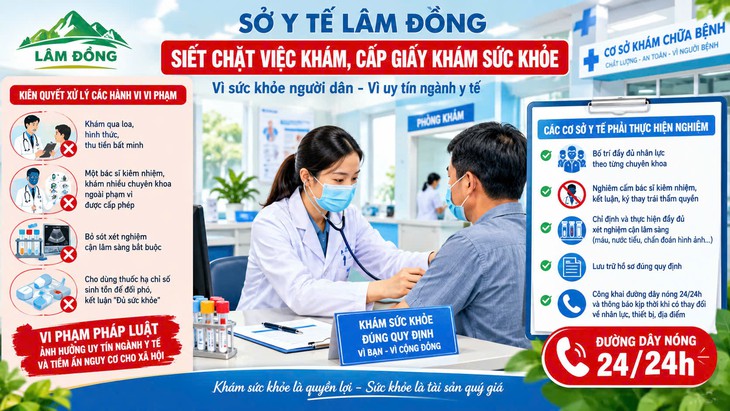 Lâm Đồng siết chặt việc cấp giấy khám sức khỏe - Ảnh 1.