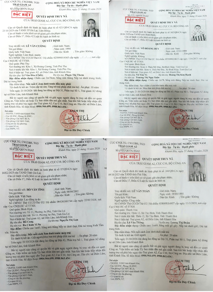 Truy nã đặc biệt 4 phạm nhân trốn khỏi Trại giam A2- Ảnh 1.