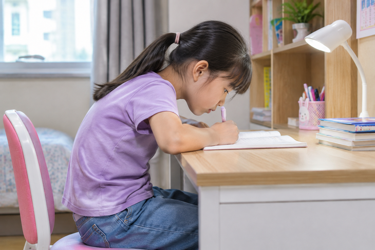 Ngồi học sai tư thế ảnh hưởng đến cột sống và thị lực của trẻ thế nào? - Ảnh 1.