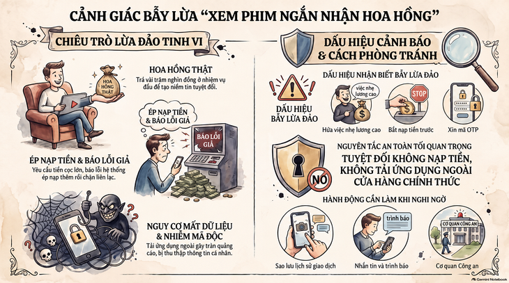 'Xem phim ngắn nhận hoa hồng' - nguy cơ mất thông tin cá nhân, bị cài đặt phần mềm độc hại- Ảnh 2.